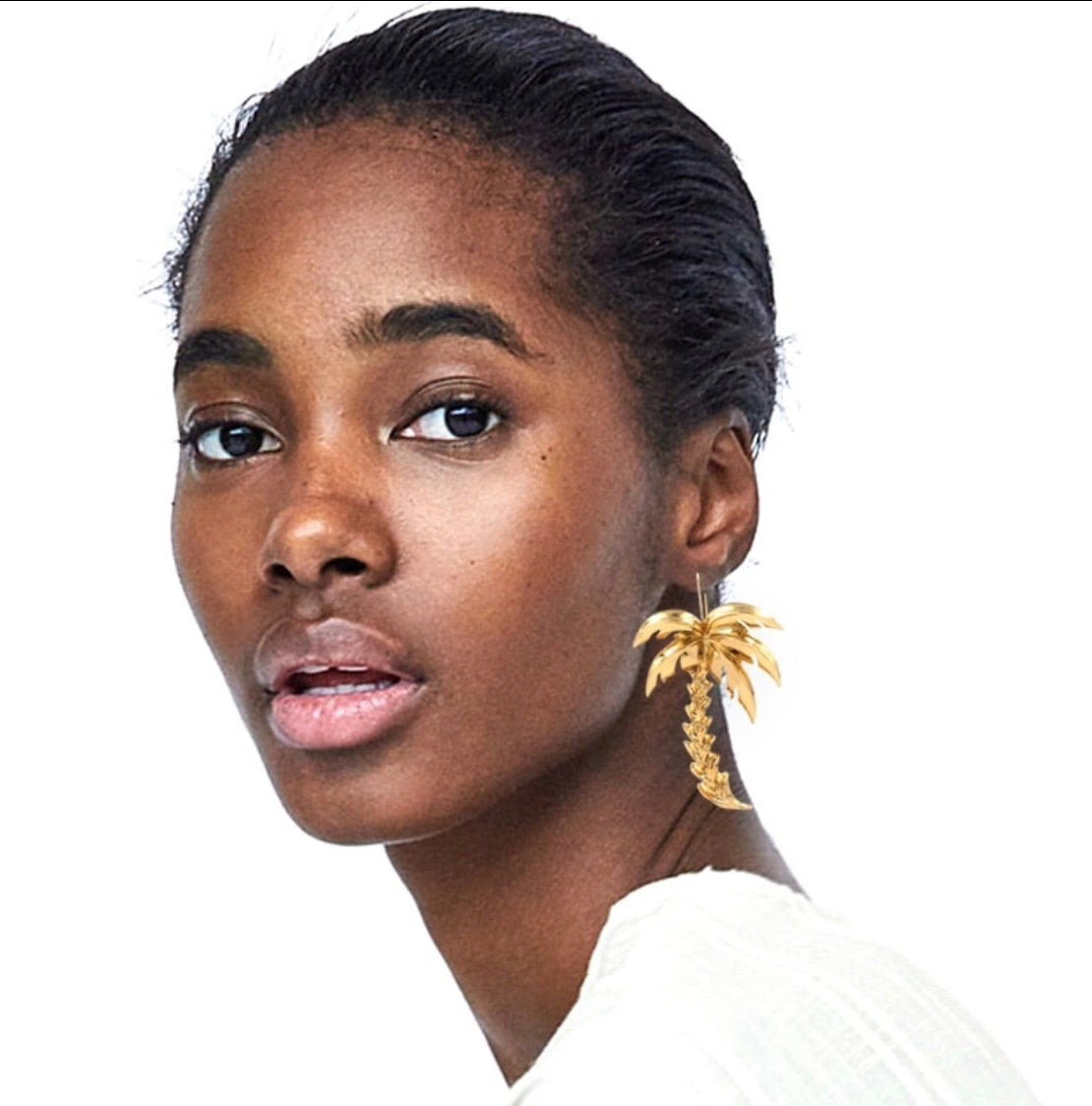 Gold palm deals leaf earrings