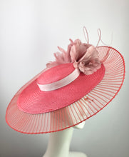 Red Boater with Dusky Pink Feather Flowers