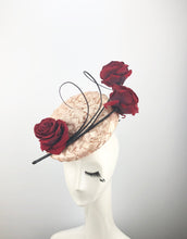 Pink Lacquered Straw Headpiece With Roses