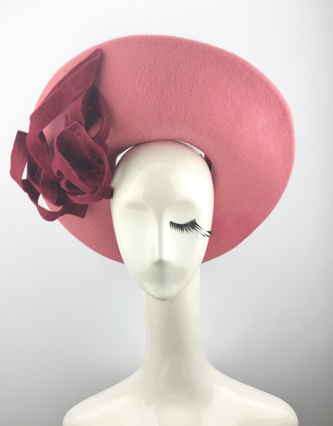 Pink Felt Halo with Maroon Sculptured Accents