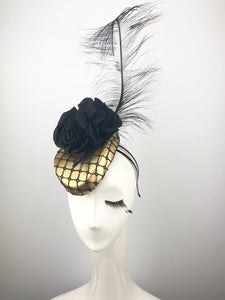 Gold and Black Feather Headpiece